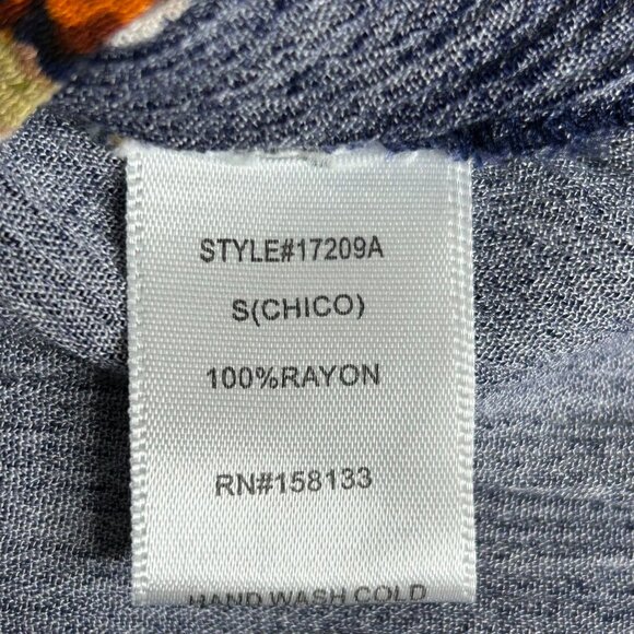 Staccato Blue Floral Long Sleeve Size Small Blouse - Picture 12 of 12